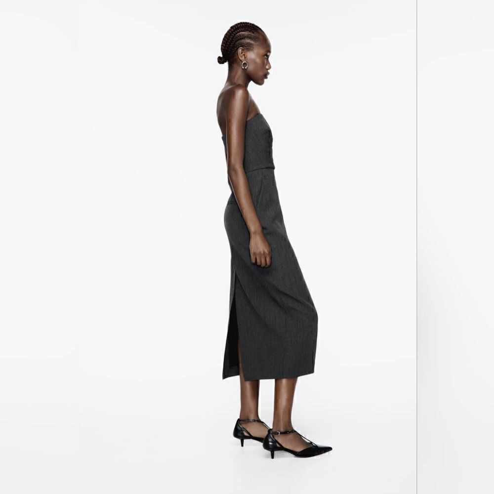 ZW ZARA COLLECTION STRAPLESS DRESS GRAY Midi Dress gray - Picture 12 of 16